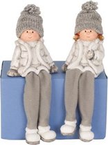 Winterkinderen - Meisjes - Kerstbeeldjes met bungelbenen