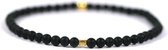 Heren armband goud edelsteen matte onyx 4mm - Ibizamen 19cm