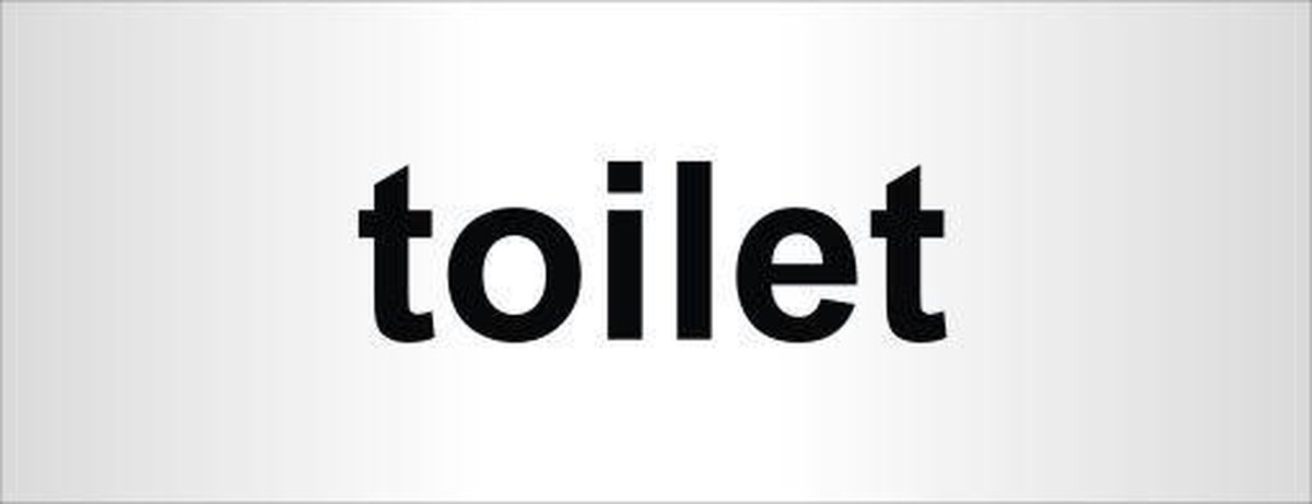 Aluminium deurbordje bedrukt met tekst toilet - 130 mm x 50 mm x 0,5 mm - Deur tekstbordje toilet - Promessa-Design.
