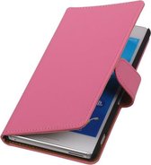 Sony Xperia M4 Aqua Effen Booktype Wallet Hoesje Roze