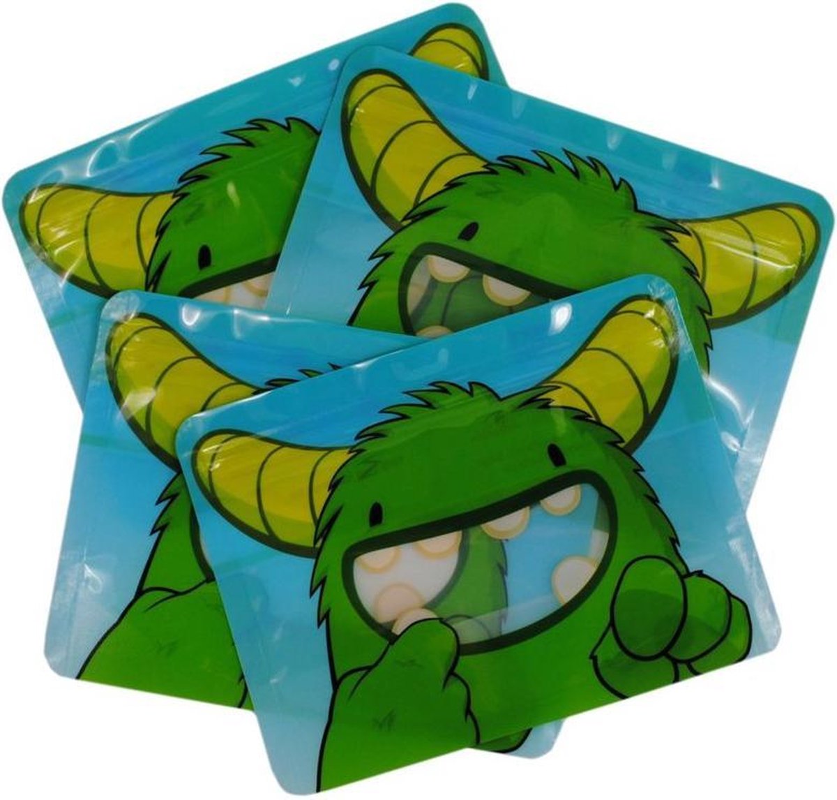 Nom Nom Kids grote herbruikbare snackzakjes, set van 4 groen monsters