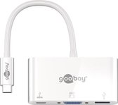 Goobay USB-C naar VGA, USB-A en USB-C PD adapter met DP Alt Mode (1920 x 1200) / wit - 0,15 meter