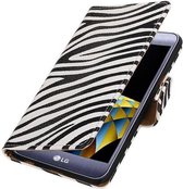 Zebra Bookstyle Wallet Case Hoesjes voor LG X Cam Wit
