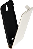 LELYCASE Premium Lederen Flip Case HTC Desire 510 Flipcover Cover Wit