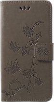 Bloemen & Vlinders Book Case - Geschikt voor Huawei P20 Lite Hoesje - Grijs