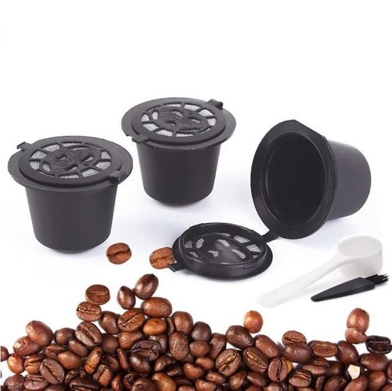 Hervulbare Koffie Capsules - Nespresso Cups - Coffieducks - Koffiecups - 6  stuks - Zwart | bol.com
