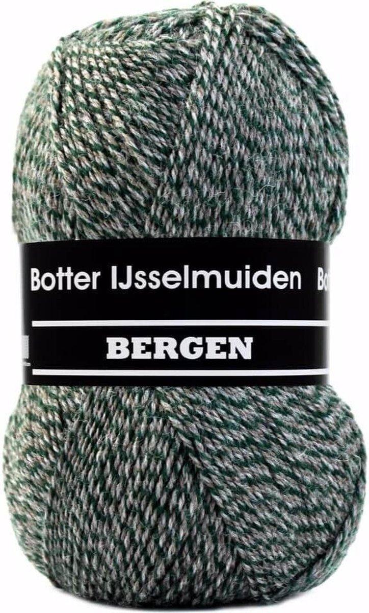 Bergen groen gemeleerd 180 - Botter IJsselmuiden PAK MET 10 BOLLEN a 100 GRAM. PARTIJ 517. INCL. Gratis Digitale vinger haak en brei toerenteller