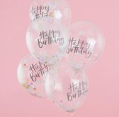 Confettiballonnen Happy Birthday Pastel | 5 stuks