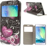 Samsung Galaxy A3 view paars hart smart case hoesje