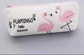 Stoere canvas etui roze flamingo
