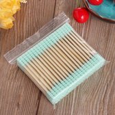 Houten wattenstaafjes - Groen - 4x100 stuks