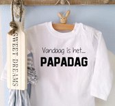 Shirtje Vandaag is het Papadag! | Lange of korte mouw | wit | maat 56-110 papa vaderdag