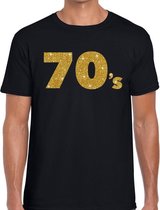 70's gouden glitter tekst t-shirt zwart heren S