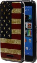 Amerikaanse Vlag TPU Cover Case voor Sony Xperia E4 Cover
