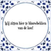 Tegeltje met Spreuk (Tegeltjeswijsheid): Wij zitten hier te blauwbekken van de kou! + Kado verpakking & Plakhanger