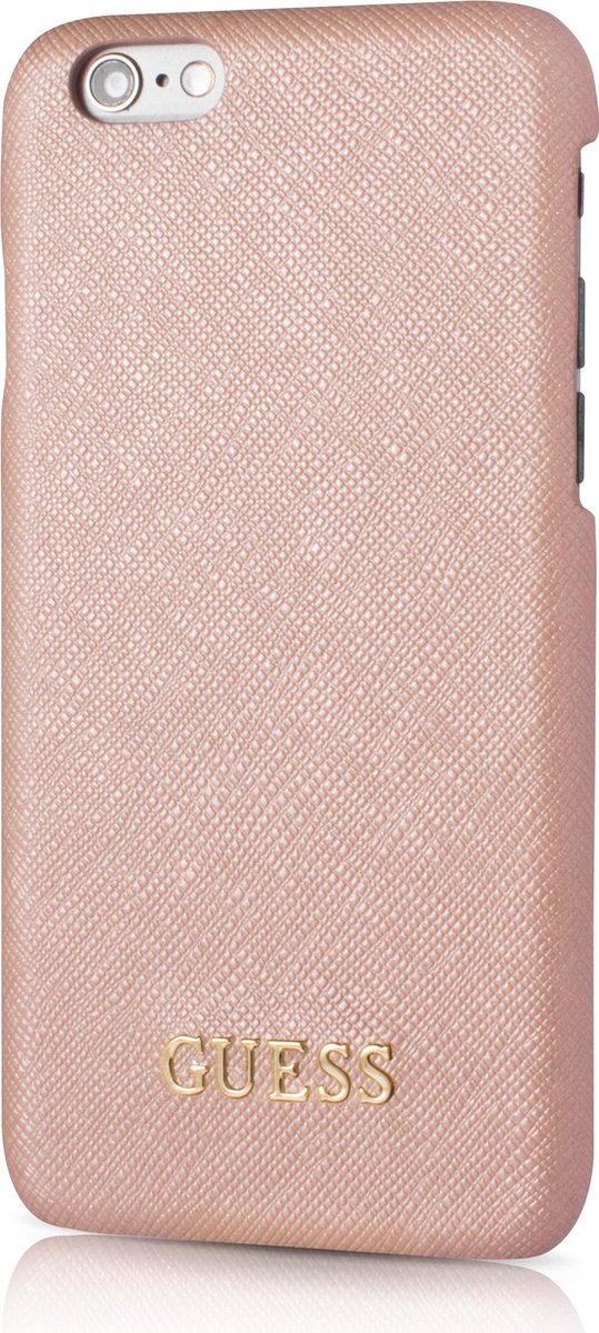 Guess Saffiano Backcover hoesje voor iPhone 6/6S - Rose goud