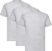 3 Pack Shirts Fruit of the Loom Ronde Hals Heather Grey Maat XL Valueweight