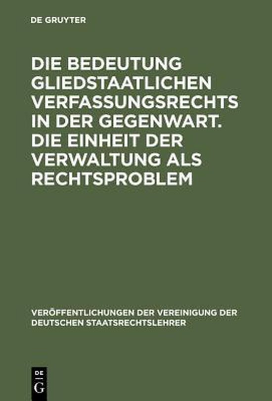 Veröffentlichungen Der Vereinigung Der Deutschen Staatsrech ... - cover