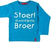 T-shirt Stoer! Grote broer | Lange mouw | Aqua | Maat 98/104