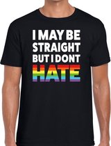 I may be straight but i dont hate gaypride shirt zwart voor here L