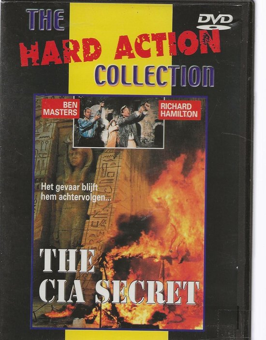 DVD hoes van The CIA Secret met Ben Masters en Richard Hamilton. Vlammen en Egyptische hiëroglyfen op de voorkant.