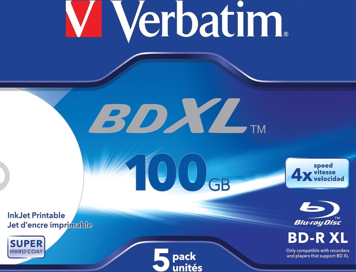 Blu-Ray BD-R Verbatim 5 Units 4x 100 GB