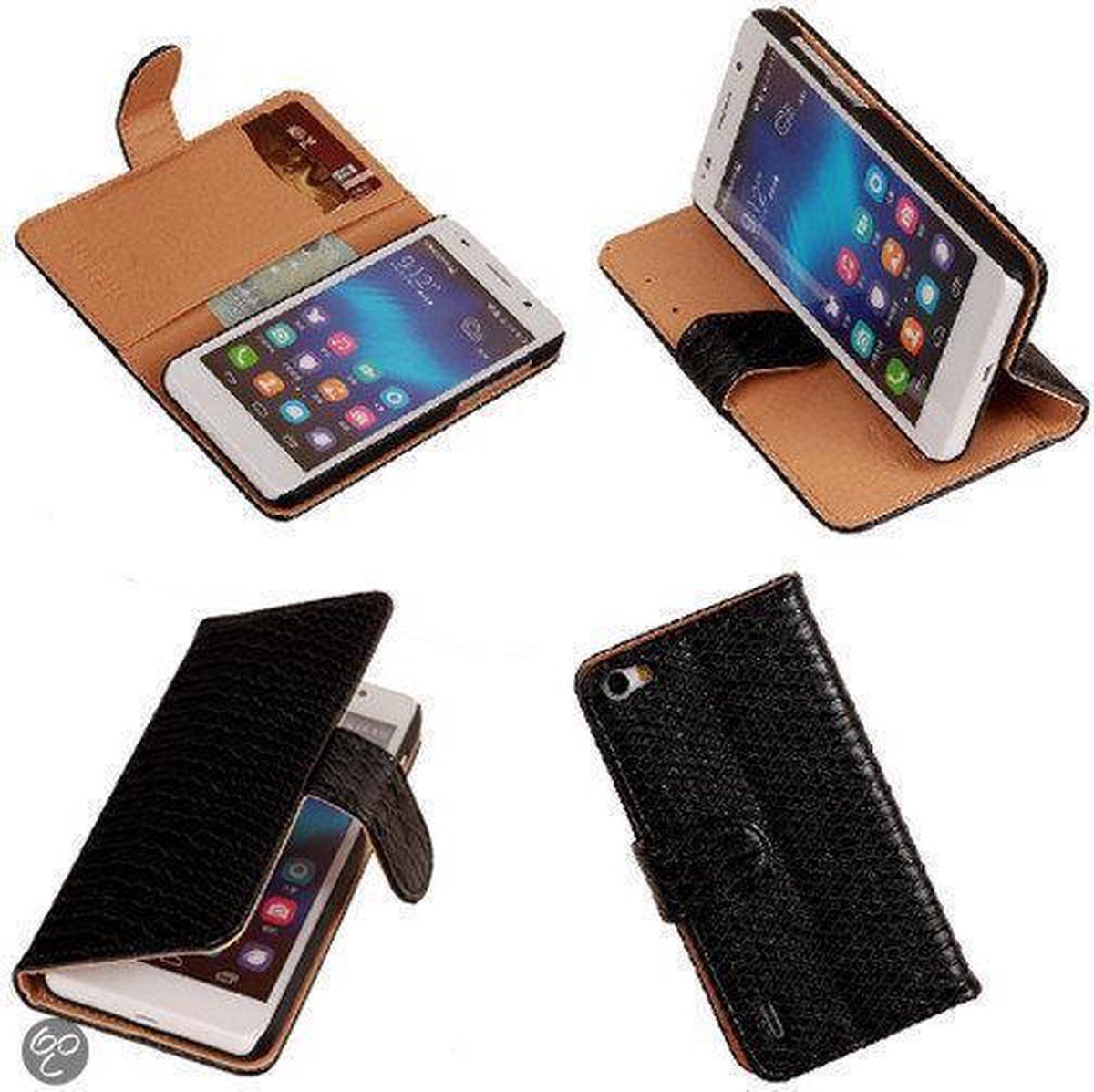 "Bestcases ""Slang"" Zwart Honor 6 Bookcase Cover Hoesje"