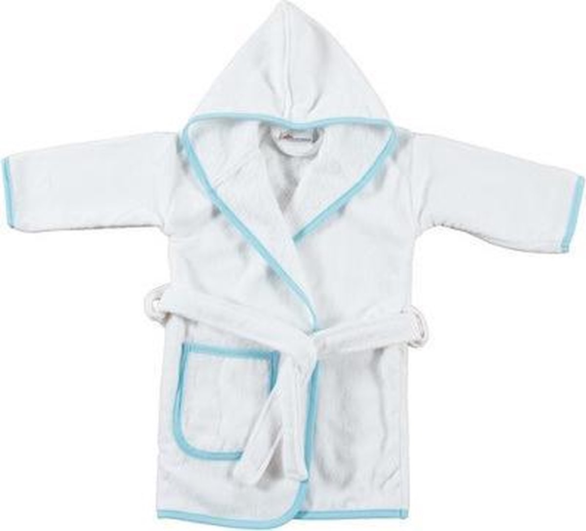 Baby badjas wit met blauw 7-12 maand