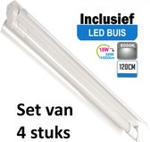 LED Buis armatuur met Trog 120cm - Enkel | Inclusief  LED Buis - 6000K - Daglicht (Set van 4 stuks)