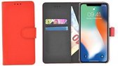 Wallet Book Case puleder Hoesje voor Apple iPhone X - Rood Effen