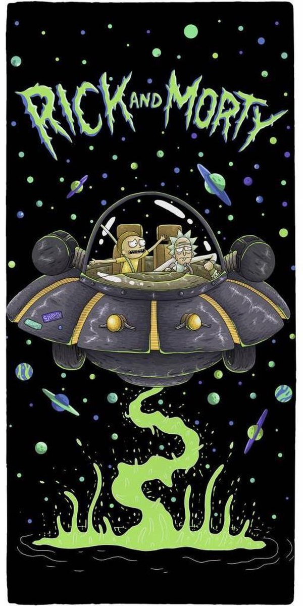 Rick and Morty Towel UFO Spaceship - Serviette de plage - 70 x 140 cm -  Multi | bol