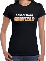 Oktoberfest Donde esta mi cerveza bier/drank fun t-shirt zwart voor dames - bier drink shirt kleding XL