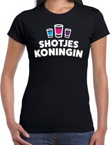 Shotjes Koningin drank fun t-shirt zwart voor dames - shotje drink shirt kleding XXL