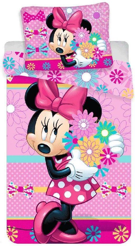 Disney Minnie Mouse Flowers - Housse de couette - Unique - 140 x 200 cm - Rose