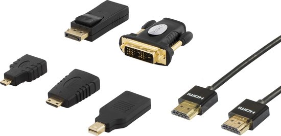 DELTACO HDMI-251, HDMI UltraHD 4K kabel en HDMI adapter kit naar DVI, Micro- HDMI,... | bol.com