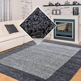 Flycarpets Candy Shaggy Vloerkleed - 200x290cm - Grijs Lijstmotief - Hoogpolig