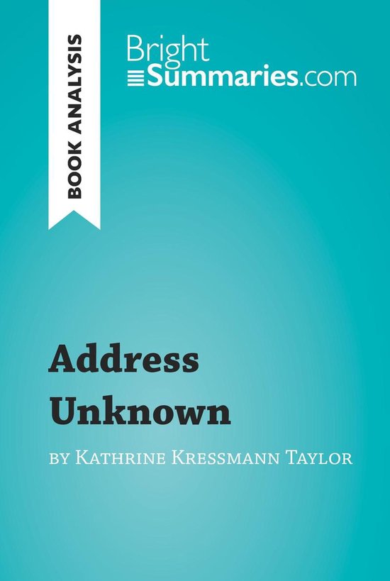 BrightSummaries.com - Address Unknown by Kathrine Kressmann  ... - cover