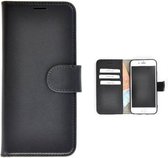 iPhone 7 Plus hoesje - iPhone 8 Plus hoesje - Bookcase - Portemonnee Hoes Echt leer Wallet case Effen Zwart