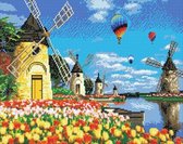 Diamond Painting Crystal Art Kit ® Windmills and Tulips, 40x50 cm, full painting‎‎