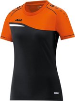 Jako Competition 2.0 T-Shirt Dames Zwart-Neon Oranje Maat 40