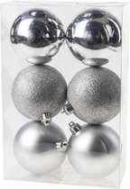 Cosy&Trendy Kerstballen Ø 8 cm - Zilver assorti - Set-6