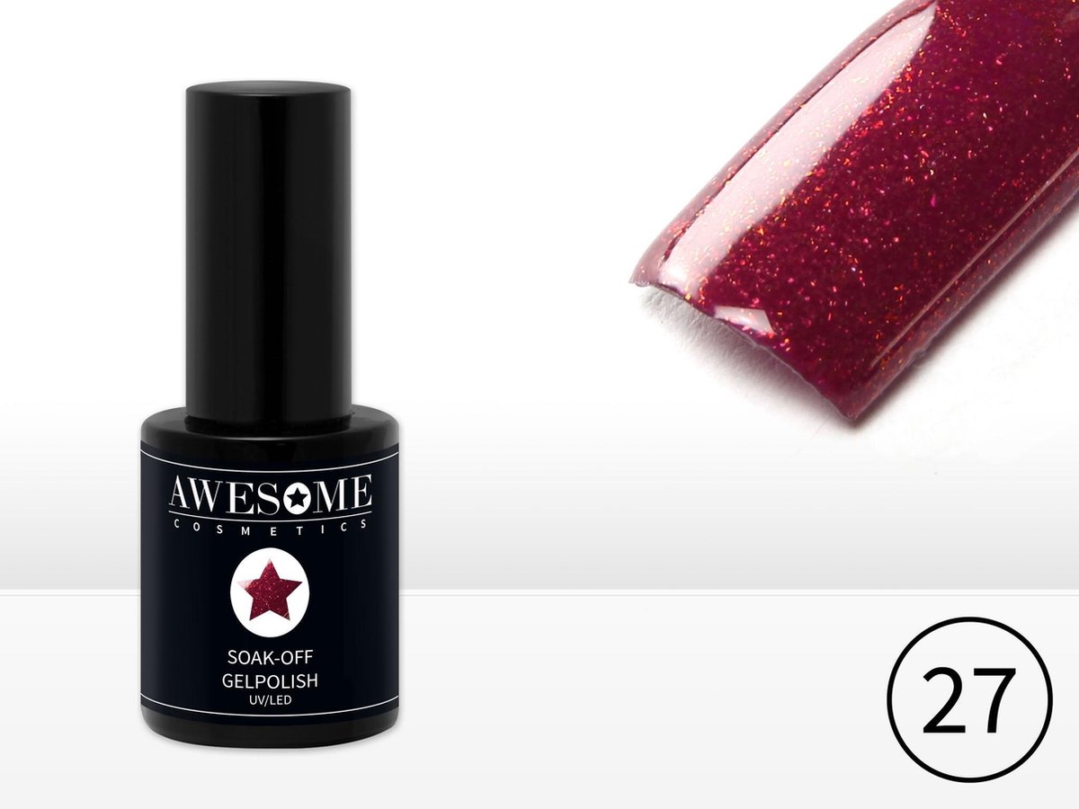 Goedkoopste Awesome 27 Rood met fijne glitter Gelpolish - Gellak - Gel nagellak - UV & LED