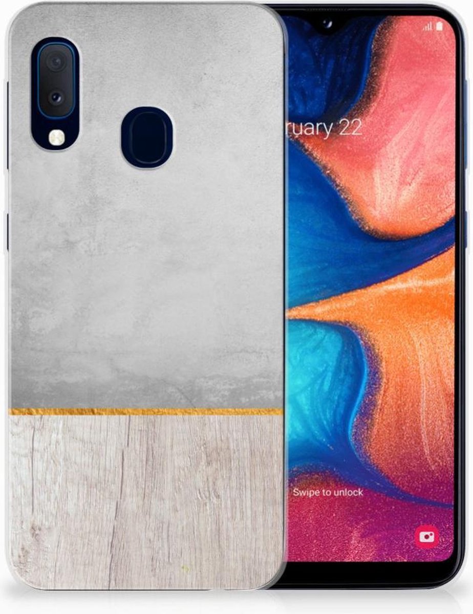 Samsung Galaxy A20e Bumper Hoesje Wood Concrete