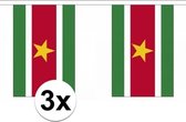 3x Luxe Suriname vlaggenlijnen/vlaggetjes 3 m