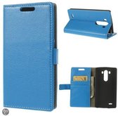 Litchi grain Wallet case hoesje LG G3 blauw