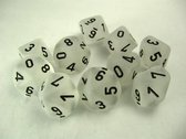 Chessex dobbelstenen set, 10 10-zijdig, Frosted clear w/black