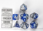 Chessex Gemini Blue-Steel/white Polydice Dobbelsteen Set (7 stuks)