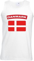 Singlet shirt/ tanktop Deense vlag wit heren S