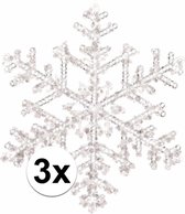 3x Kersthangers sneeuwvlok transparante hangers 18 cm
