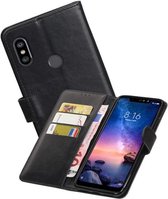 Zakelijke Book Case Telefoonhoesje Geschikt voor de XiaoMi Redmi Note 6 Pro - Portemonnee Hoesje - Pasjeshouder Wallet Case - Zwart
